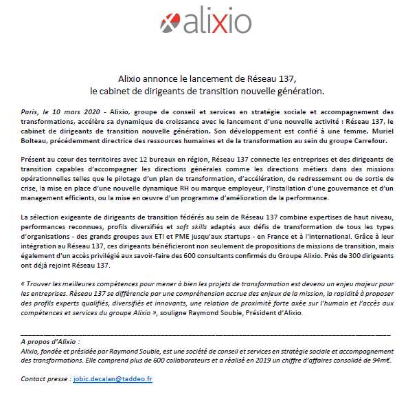 Réseau 137 CP Alixio